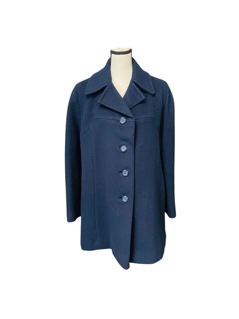 Kramer Timeless Blue Pea Coat with Notched Lapel